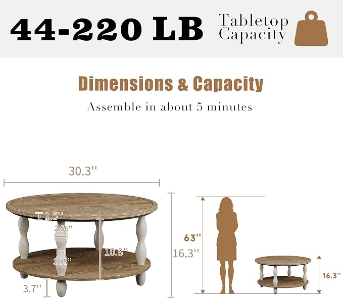 karlott Round Coffee Table, 30.3" Coffee Tables - Image 2