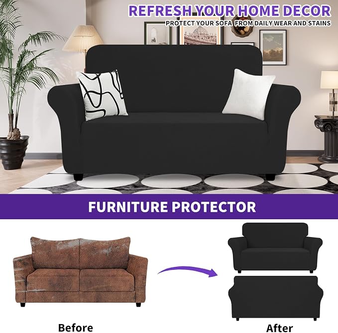 ZNSAYOTX Super Stretch Loveseat Covers, New Striped Love Seat Slipcover - Image 2