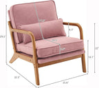 VINGLI Cozy Living Room Chairs, Linen Pink Accent Chairs Set of 2, Wood Lounge - Image 2