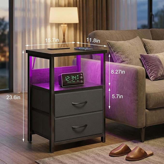Fixwal Nightstand Set of 2 Night Stand - Image 3