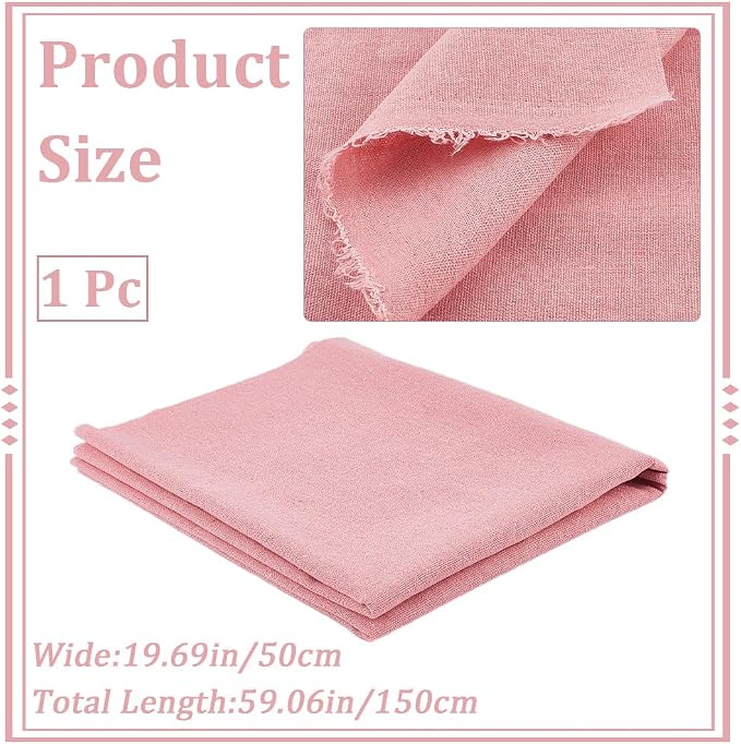 59.06 Inch Pink Linen Embroidery Fabric Needlework Cloth Soild Fabric - Image 2