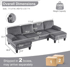 Karl home U-Shape Sectional Sofa Couch 111" Modern 4-Seat Sofa - Image 2