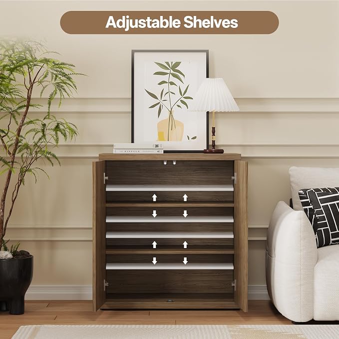 Fluted Sideboard Cabinet with Storage, Mid Century Modern Accent Cabinet - Image 3