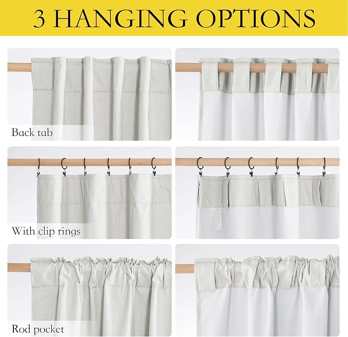 NICETOWN 100% Absolutely Blackout Linen Curtains - Image 6