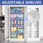 Glass Display Cabinet With Doors, 4 Adjustable Shelves - Image 4