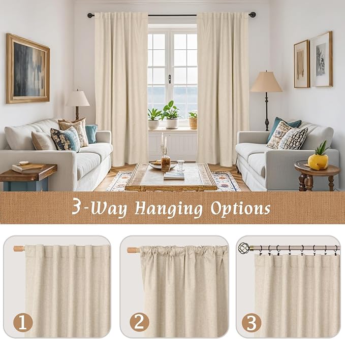 Full Blackout Linen Window Curtains - Image 9