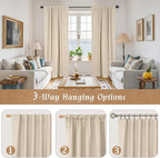 84 Inch 100% Blackout Linen Curtains 2 Panels - Image 9