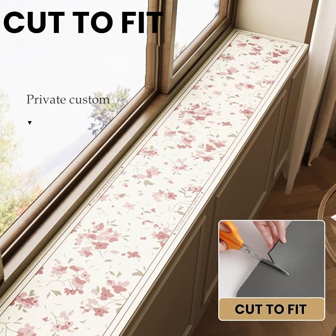 Floral Print Window Sill Cushion – Ultra-Narrow Waterproof Pad - Image 3