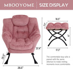 MBOOYOME Lazy Chair with Folding Ottoman, Modern Accent Armchair with Armrests - Image 3