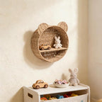 Woven Wall Basket Shelf Bear Nursery Decor — Boho Handwoven Hanging Wall Decor - Image 7