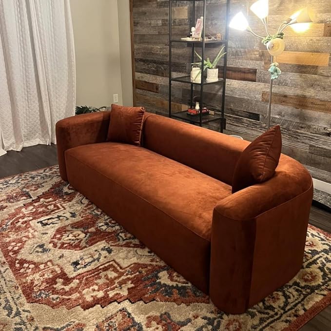 Acanva Luxury Modern Tight Curved Back Velvet Sofa, Minimalist Style Comfy Couch - Image 8
