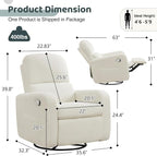 Swivel Rocker Recliner, Oversized Boucle Glider Recliner Nursery, Manual Swivel - Image 2