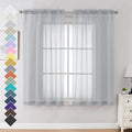 Light Grey Sheer Curtains 63 Inches Long 2 Panels by OVZME