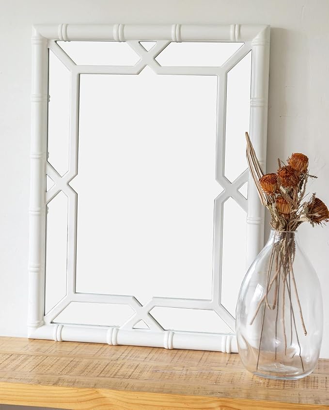 Bamboo-Look Solid Wood Window Pane Mirror 23" X 31" - Image 5