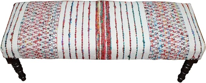 LR Home Multicolor Handmade Upholstered Bench - Image 5