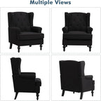 Accent Chair Set of 2, Mid Century Modern Fabric Wingback Chair, Upholstered - Image 9