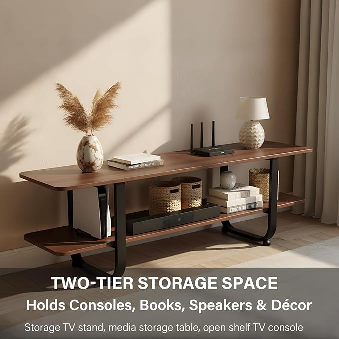 Tiita Bamboo TV Stand with Storage - Image 4