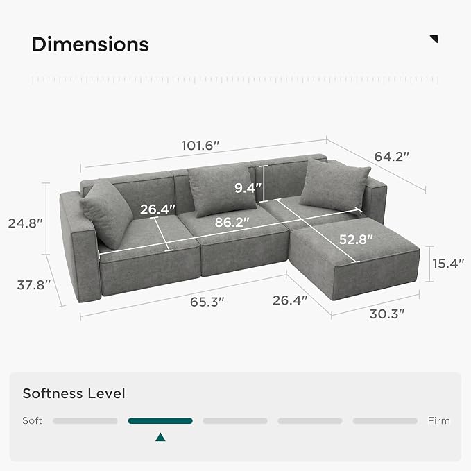 Acanva Luxury Modular Sectional Living Room Sofa Set, Modern Minimalist Style - Image 2