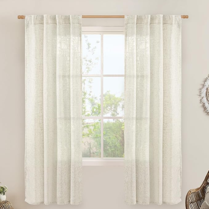 Light Filtering Linen Curtains 72 inches Long by LAMIT