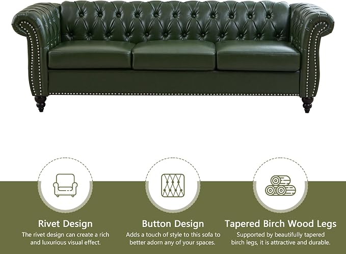 QHITTY 3 Piece Living Room Set, Sectional Chesterfield Sofa Chair Contemporary - Image 8