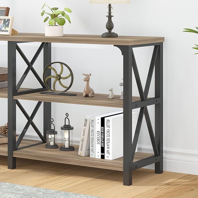 LVB Wood Console Table, Long Metal Entryway Table Behind Couch, Large Narrow 3 - Image 5