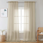 Taupe Sheer Curtains 96 Inches Long 2 Panels by OVZME