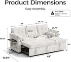 Convertible Sleeper Sofa Bed, 63 Inch Chenille Pull Out Couch - Image 2