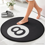 Ophanie 8 Ball Rug-24 Inch White & Black Round Circle Area Rugs, Room Decor - Image 2