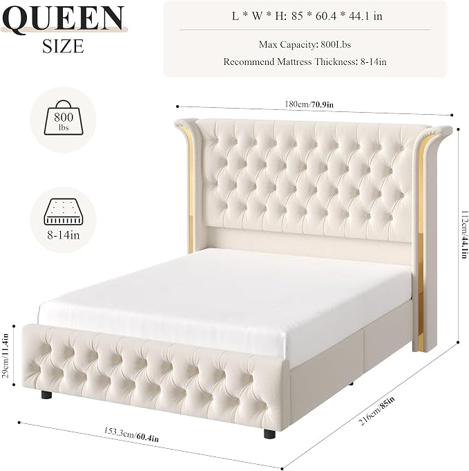 Keyluv Queen Smart LED Bed Frame - Image 2