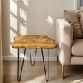 Rustic Solid Wood Live Edge Style End Table, Natural Wood Side Table by Unknown