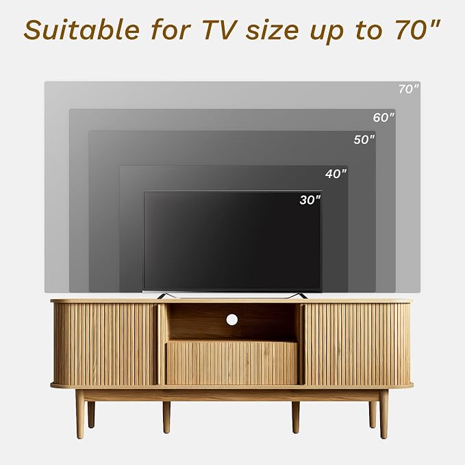 MAISONARIA 63" Tambour TV Stand, Fluted TV Stand - Image 5