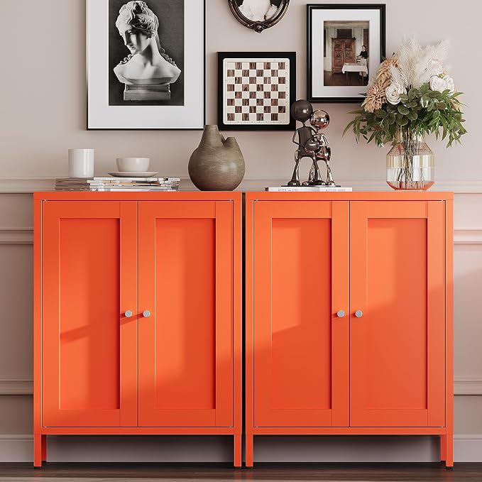 YAUWOH Metal Bathroom Storage Cabinet, Bathroom Floor Storage Cabinet - Image 5