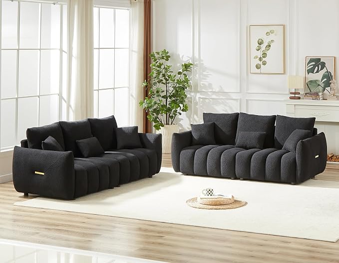 Antetek Teddy Sofa Set for Living Room, 2 Pieces Modern Deep Seat Oversized by Antetek
