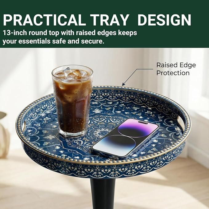 Gesodant Boho Chic Round Side Table, Stable Hourglass Pedestal Base, Unique - Image 6
