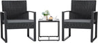 Flamaker 3 Pieces Patio Set Outdoor Wicker Furniture Modern Bistro Rattan Chair by Flamaker