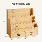 ELYKEN Kids Bookshelf with 2 Drawers, 3-Tier Bamboo Book Shelf - Image 3