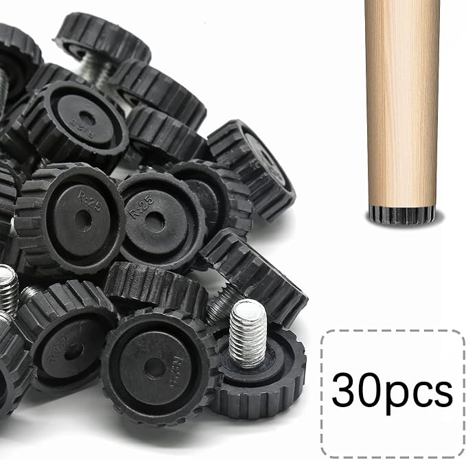Zorfeter 30 Pcs Screw in Threaded Furniture Adjustable Levelers, M8 x 13mm - Image 2