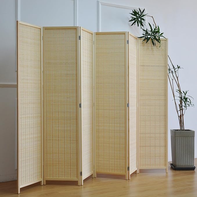 Furnnylane 6 Panel Bamboo Room Divider – 5.6 ft Tall Folding Privacy Screen - Image 5