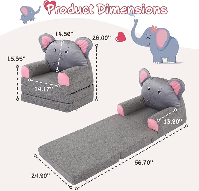 MOMCAYWEX Kids Sofa, Sherpa Couch - Image 3