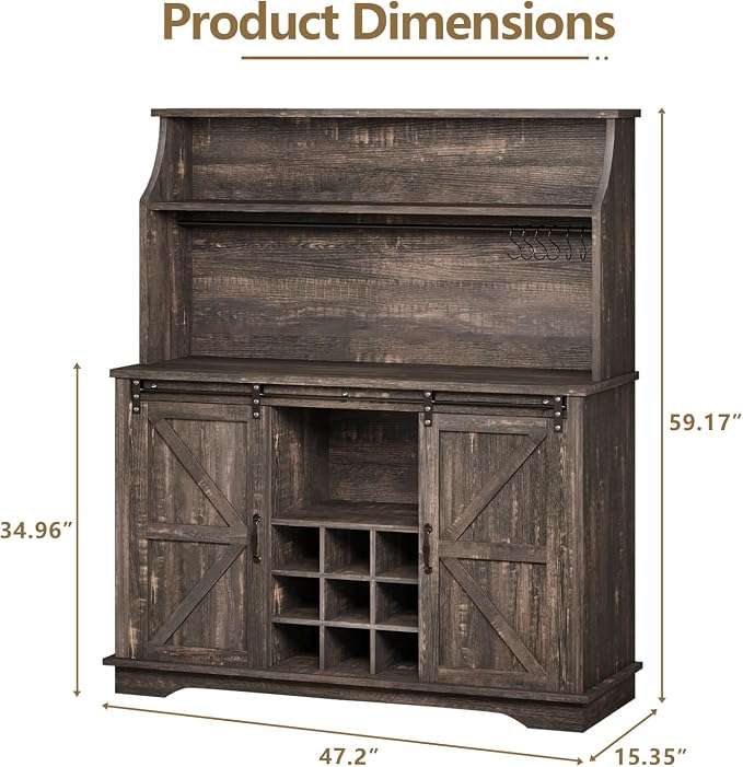REVOMINCA 47 Inch Farmhouse Coffee Bar Cabinet - Image 2