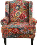 KRFOONN Stretch Wing Chair Slipcovers Printed 2 Piece Wingback Chair Covers by KRFOONN