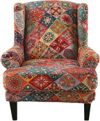 KRFOONN Stretch Wing Chair Slipcovers Printed 2 Piece Wingback Chair Covers by KRFOONN