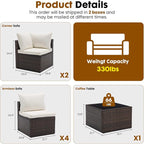 DUMOS 7 Piece Outdoor Patio Sectional Sofa, Modular Wicker Furniture Set - Image 3