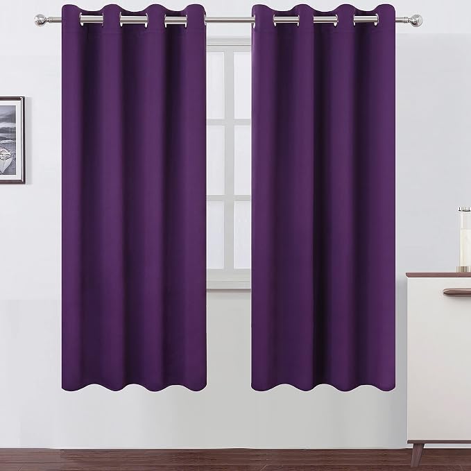 Purple Thermal Blackout Curtains/52 x 72 Inch/Set of 2 Panels Room Darkening by Lemomo
