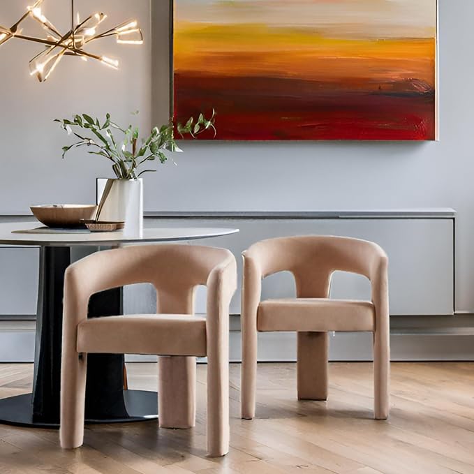 RIVOVA Modern Barrel Dining Chairs Set of 8, Velvet Upholstered Accent Side - Image 7