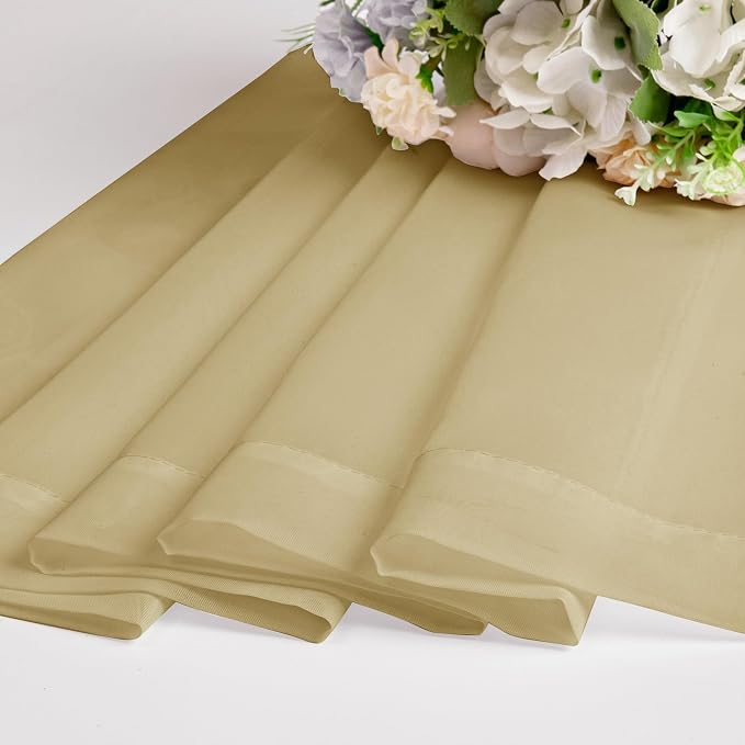 Gold Sheer Curtain 96 Inch Long 2 Panels Set, Light Filtering Clear Rod Pocket - Image 4