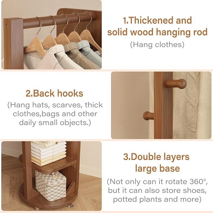 WoodsWhisper Full Length Mirror Coat Rack Solid Wood Floor Mirror 66"x12" Full - Image 6