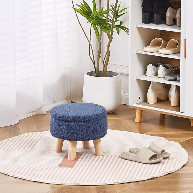 Wimarsbon Storage Ottoman, Modern Round Footrest - Image 6