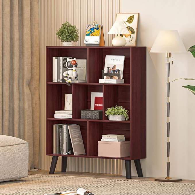 YAHARBO Walnut Bookshelf, 3 Tier Book Shelf - Image 5