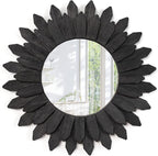 Emfogo Wall Mirror 12 inch Rustic Wood Sunburst Boho Mirror Farmhouse Wall by Emfogo